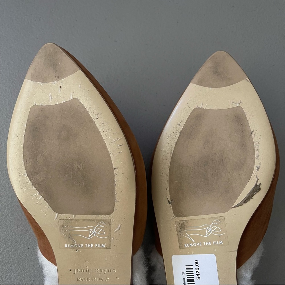 Jenni Kayne Leather Shearling Lined Pointed Toe Mule in Walnut EU38 - Picture 10 of 10